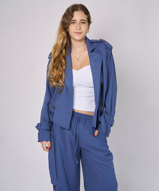 Trench Coat Nella Azul - Klazed