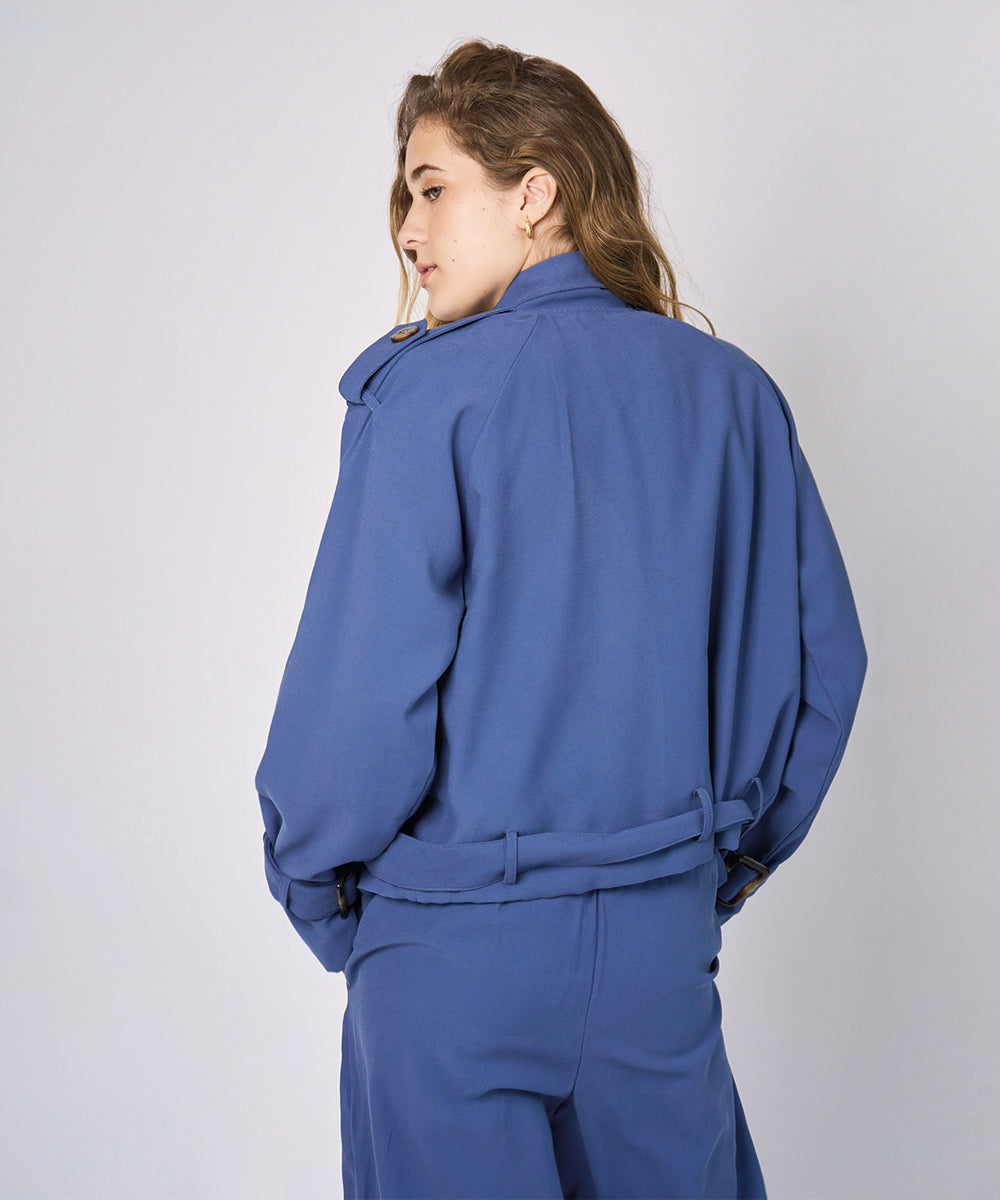 Trench Coat Nella Azul - Klazed