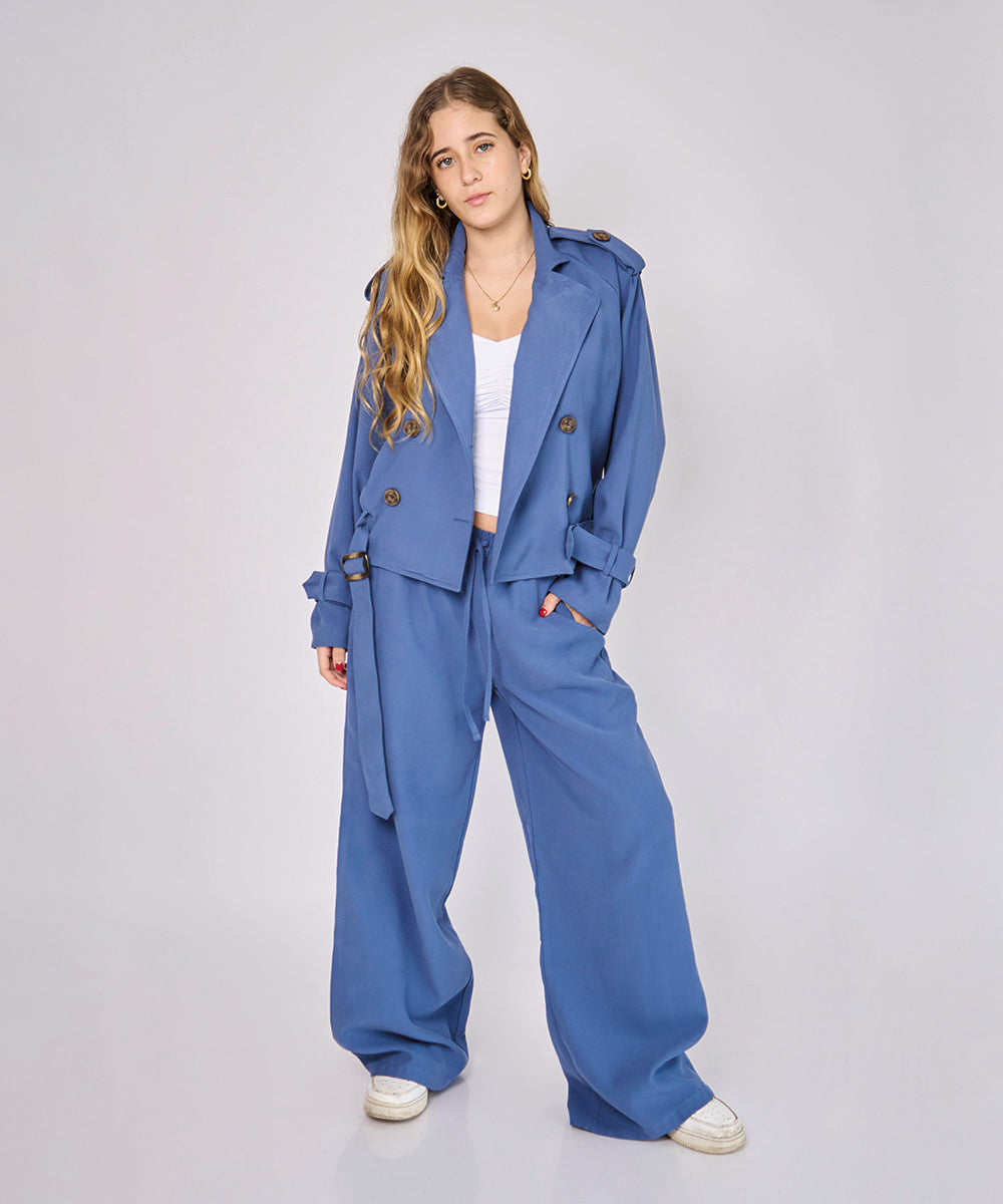 Trench Coat Nella Azul - Klazed